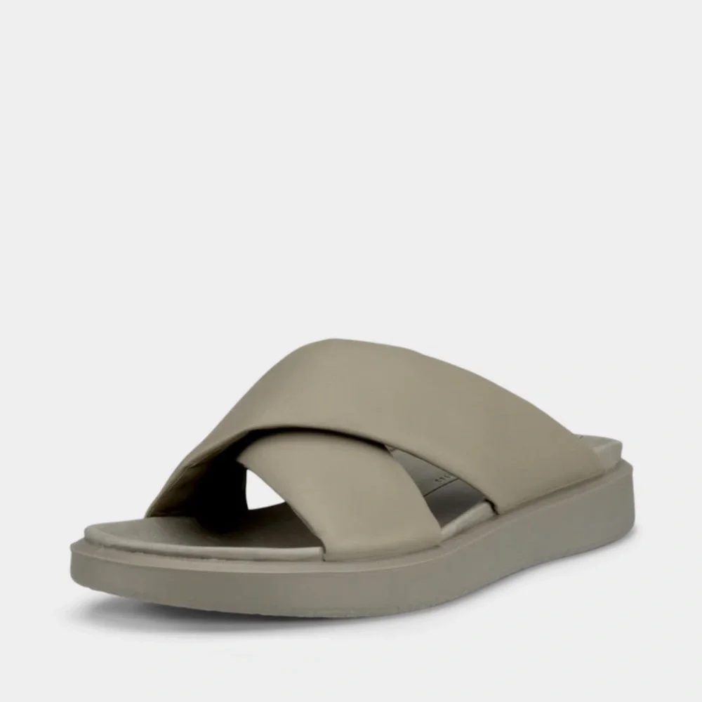 ECCO Flowt Lx Leather Cross Strap Slider Sandals Light Green Size 10.5 US 41 Eu - Picture 2 of 7